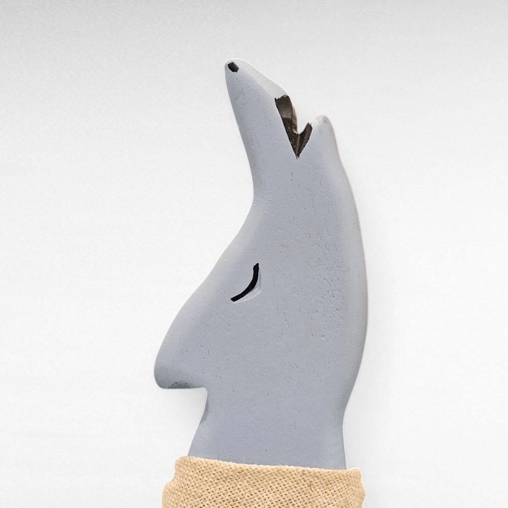 Vintage Howling Coyote Southwest Decor Light Blue Wood 12" - Picture 4 of 14